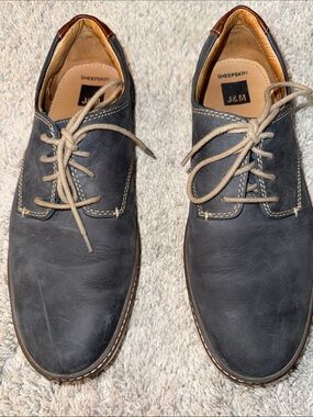 Johnston & Murphy Men’s Sheepskin Casual Shoes Gray leather eclectic grandpa